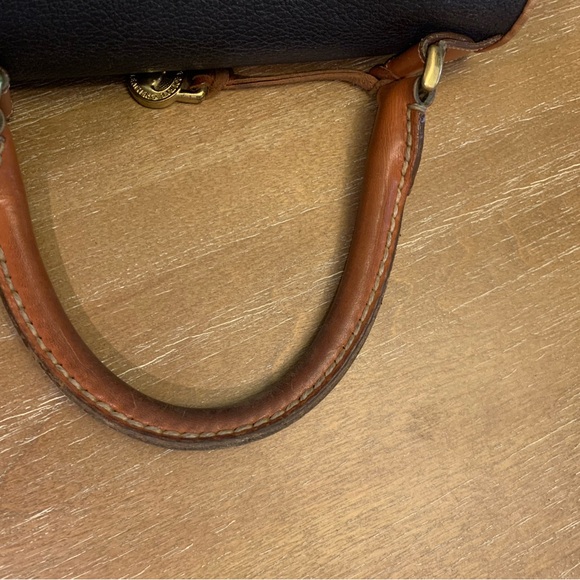 Dooney & Bourke Navy and Brown Leather Satchel - Picture 13 of 14